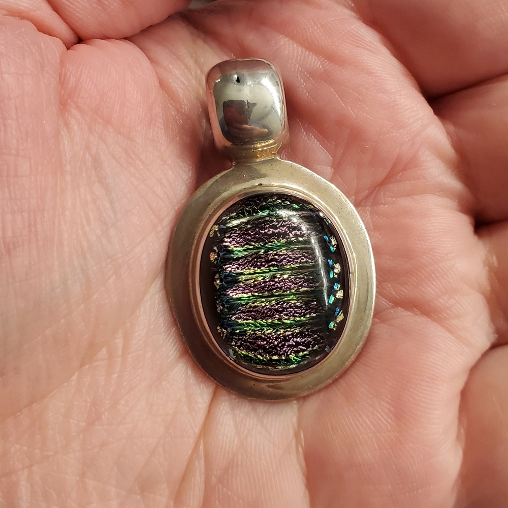 Silver dichroic pendant